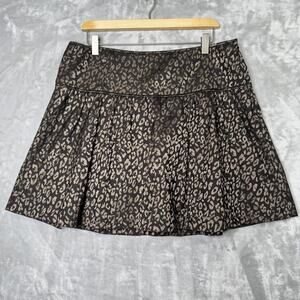 Banana Republic Skirt Womens 12 Black Leopard Animal Print Flare Jacquard Party